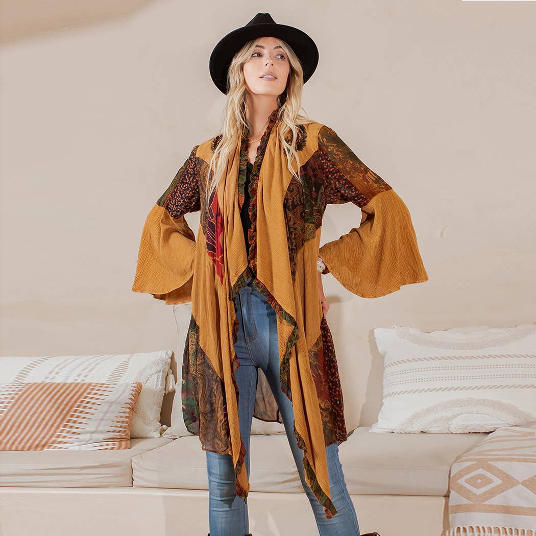 Young Threads - Rustic Bohemian: Patchworked Shrug ALSO IN PLUS