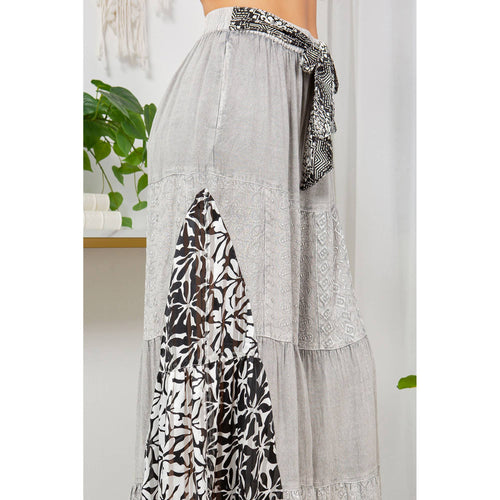 YOUNG THREADS - Woodstock Flair Tiered Bell Bottom Patchwork Pants