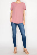 Origami Apparel ~ Lace and Crochet inspired - Ultra-Soft Short Sleeve Tee - OLS-4867DUSTY ROSE