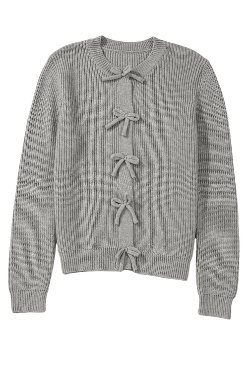 Fiery Red Sweet Bow Front Knit Cardigan