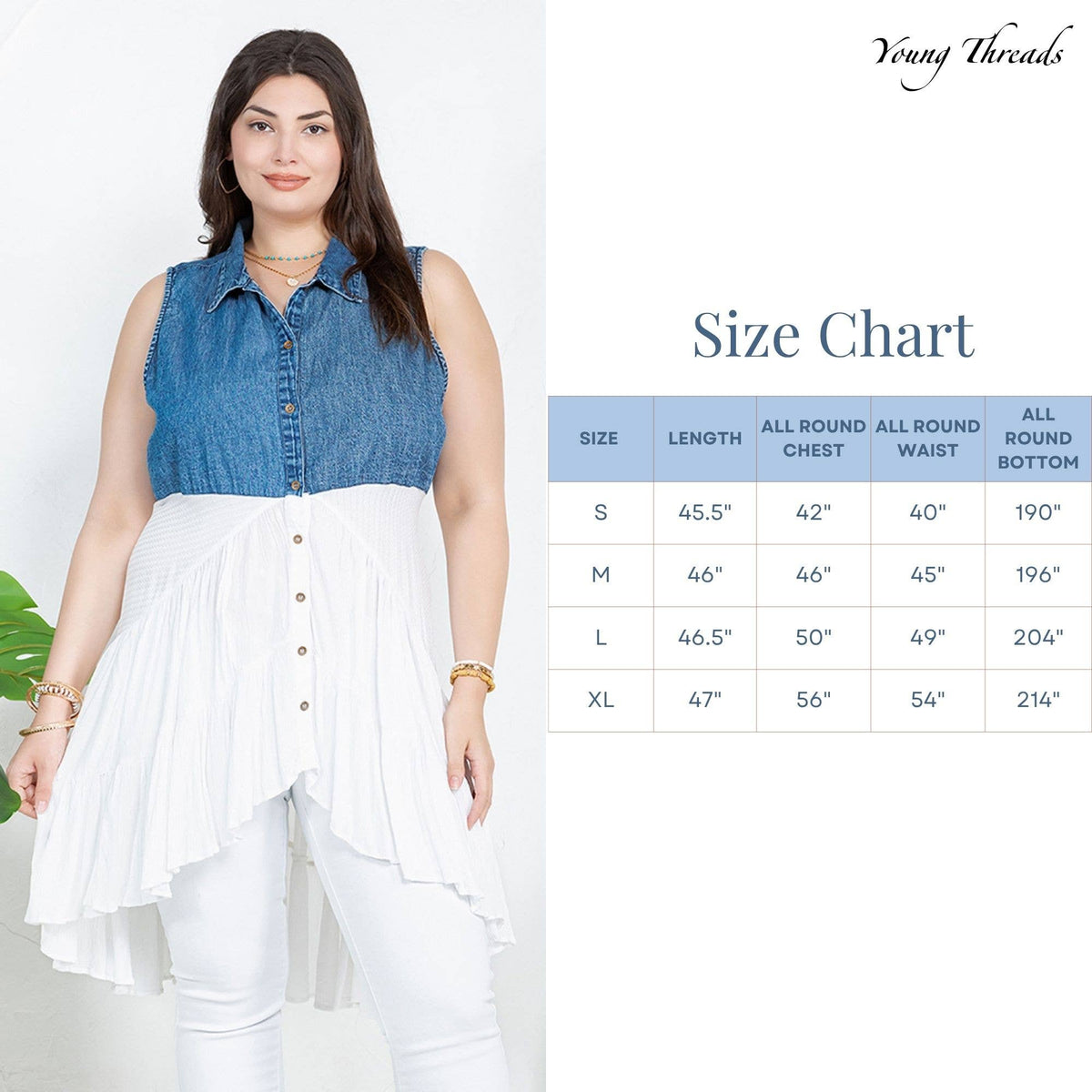 Young Threads - Front-Open Asymmetrical High Low Top - New Design