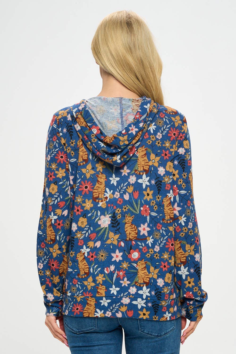 LA Soul - Floral Cat Zipper Hoodie