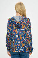 LA Soul - Floral Cat Zipper Hoodie