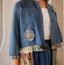 Young Threads - Western Boho Chic: Patchwork Cropped Denim Jacket