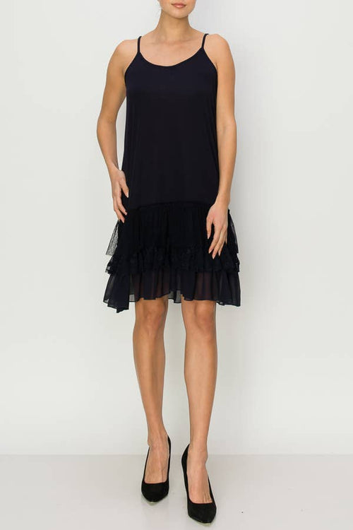 Origami Apparel ~ Lace and Crochet inspired - OLS-4672 Black Slip Dress Extender