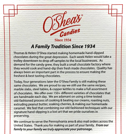 O'Shea's Candies Sweet Shop - Candy Bar Gift Box Caramel and Peanut Butter w/ String Bow