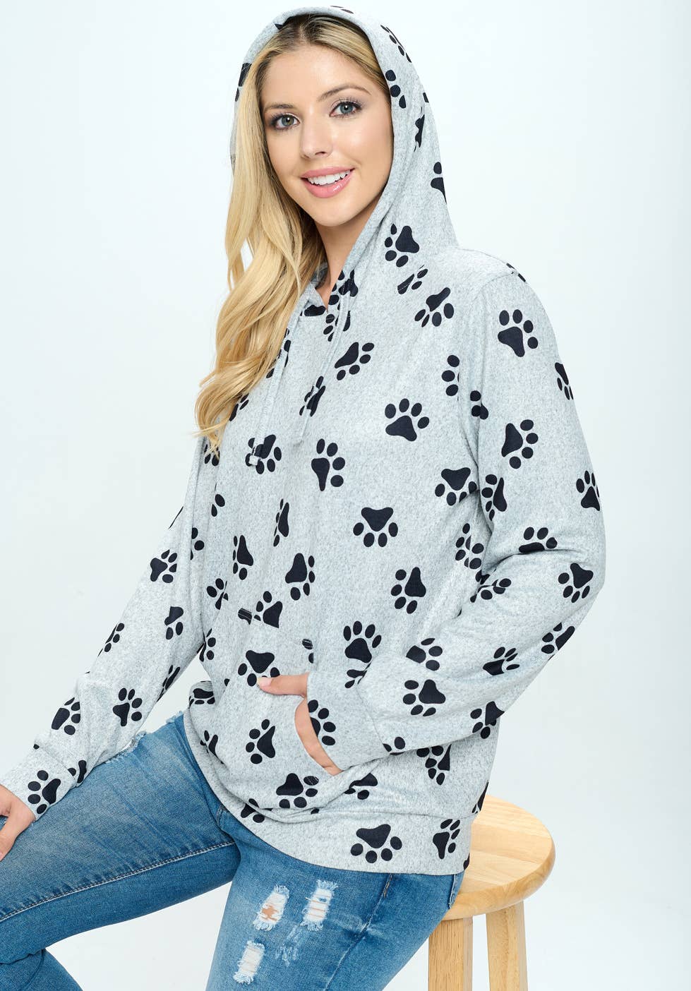 Paw Print Hoodie With Pockets Purrfect for Animal Lovers