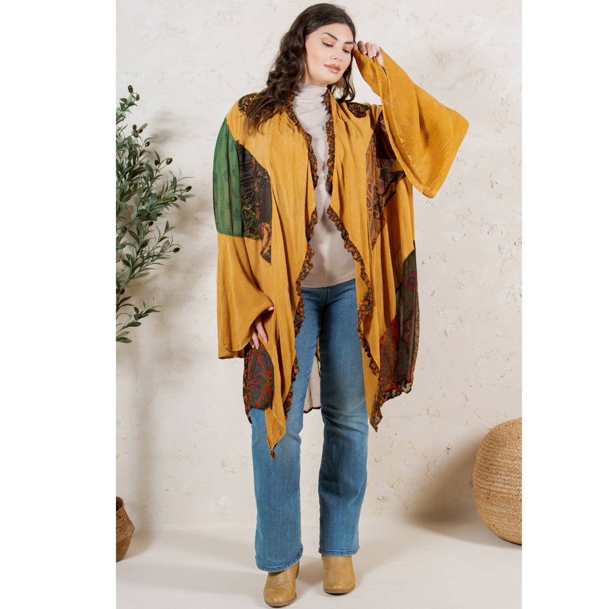 Young Threads - Rustic Bohemian: Patchworked Shrug ALSO IN PLUS