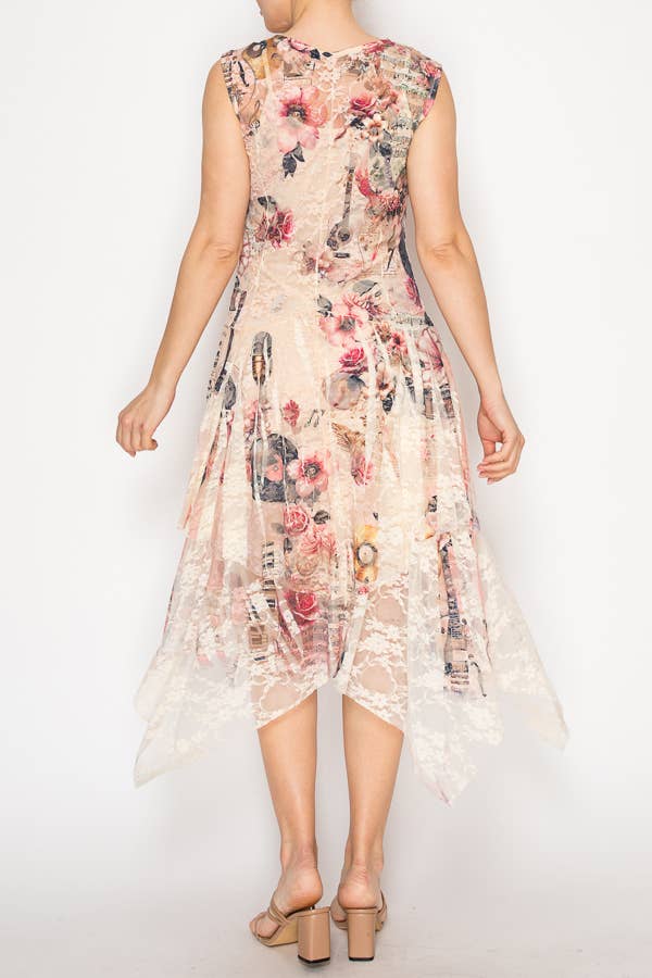 Origami Apparel Sleeveless Lace Midi Dress – 4609BG PK Guitar