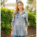 Young Threads - Women’s Mexican Embroidery Blouse - Gathered Waist Shirt