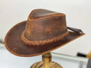 Lesa collection inc - Gunner| Reddish Brown Leather Western Outback Cowboy Hat