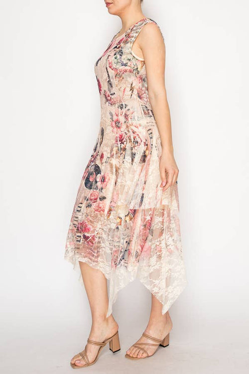 Origami Apparel Sleeveless Lace Midi Dress – 4609BG PK Guitar