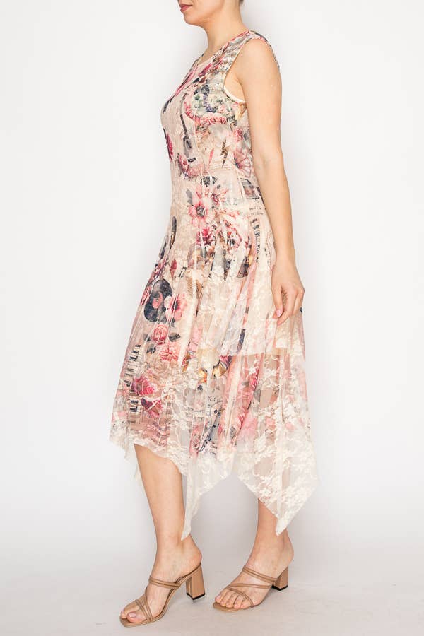 Origami Apparel Sleeveless Lace Midi Dress – 4609BG PK Guitar