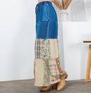 Young Threads - Boho chic Tiered Patch Inserted Denim &Knit Pants(New Color)