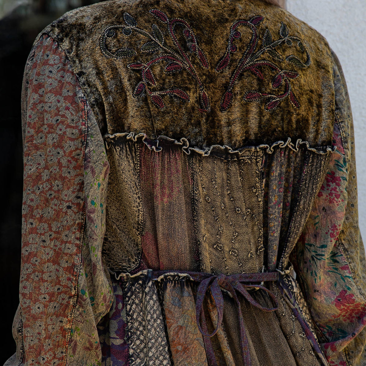 Young Threads - Artisan Embroidered Jhabla Shirt Dress in Mixed Motifs