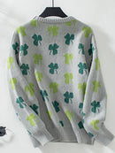 Hope & Sunshine - Clover Pattern Knit Pullover Sweater