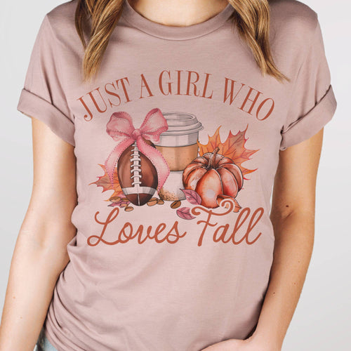Par.tees by Party On! - Fall Football Tee Just a Girl who Loves Fall Pumpkin Tshirt