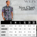 Men's Hawaiian shirt size chart with measurements for sizes S through 3XL