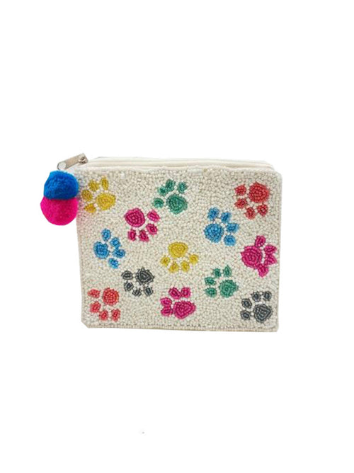 Ole - Colorful Pawprint Beaded Coin Purse