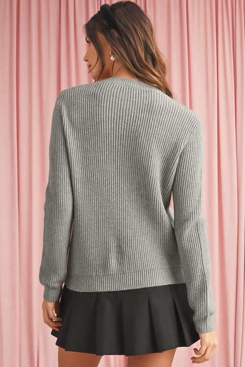 Fiery Red Sweet Bow Front Knit Cardigan
