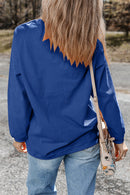 White Football Graphic Game Day Embroidered Corded Sweatshirt