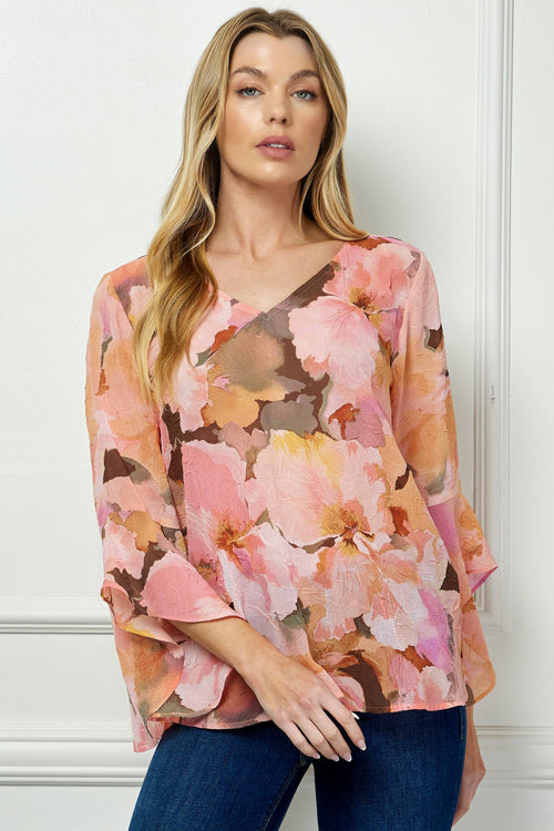 Winslow Collection - RUFFLE SLEEVE V-NECK SWING TOP
