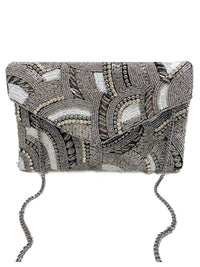 Ole - Hematite Patterned Beaded Clutch LAC-SS-478