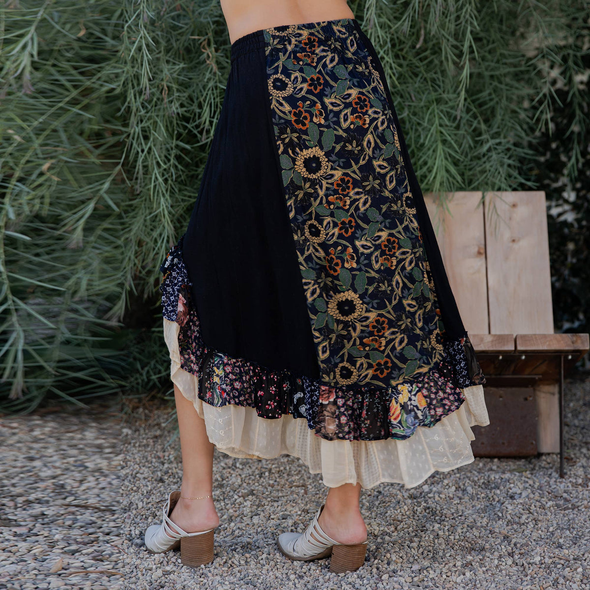 Young Threads - Bohoemian Mid-Length Skirt with Rayon Print (New Color) SK23162