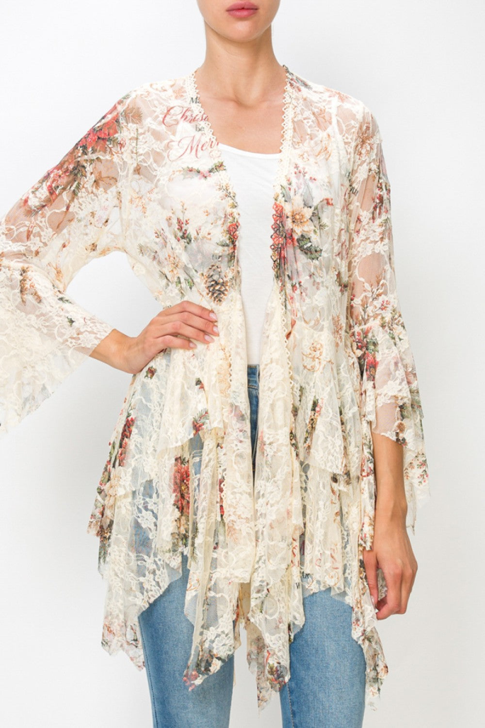 Origami Joyful Tiered Lace Cardigan, 4618BG-JOYFUL — manufacturer view 1