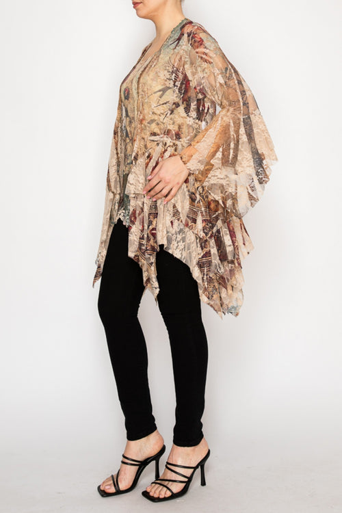 Origami Vintage Bird Tiered Lace Cardigan, 4618TP-VINTAGE Bird — manufacturer view 2