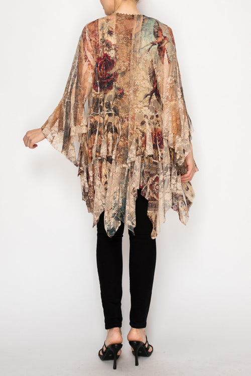 Origami Vintage Bird Tiered Lace Cardigan, 4618TP-VINTAGE Bird — manufacturer view 3