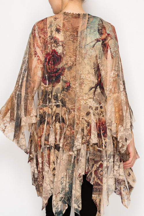 Origami Vintage Bird Tiered Lace Cardigan, 4618TP-VINTAGE Bird — manufacturer view 4