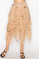 Origami Apparel 4546TP Old West tiered mesh skirt — manufacturer front view