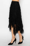 Origami Black Tiered Lace Skirt, 4904BLACK — manufacturer view 2