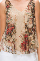 Origami Santa Truck Lined Sparkly Lace Tank Top, 5004TP-SANTA Truck — manufacturer view 3