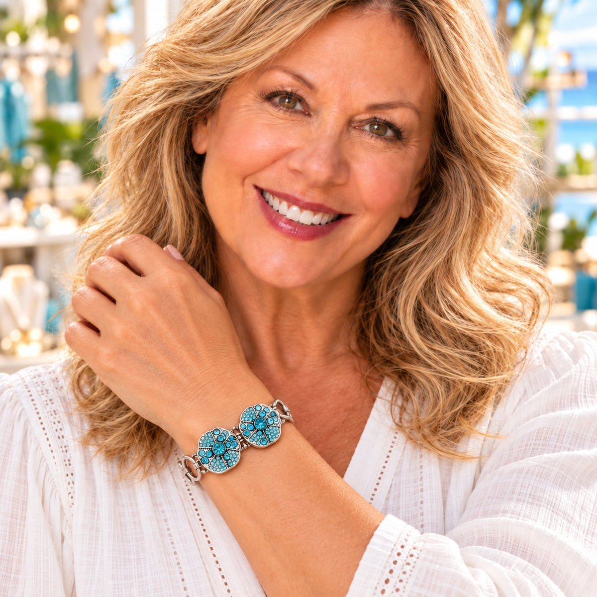 Bright Blue Design Sandy Snap Interchangeable Charm