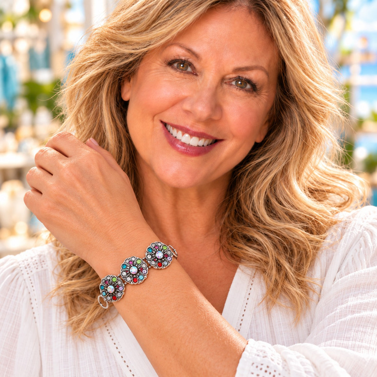 Jewel-Tone Crystal Sandy Snap Interchangeable Charm