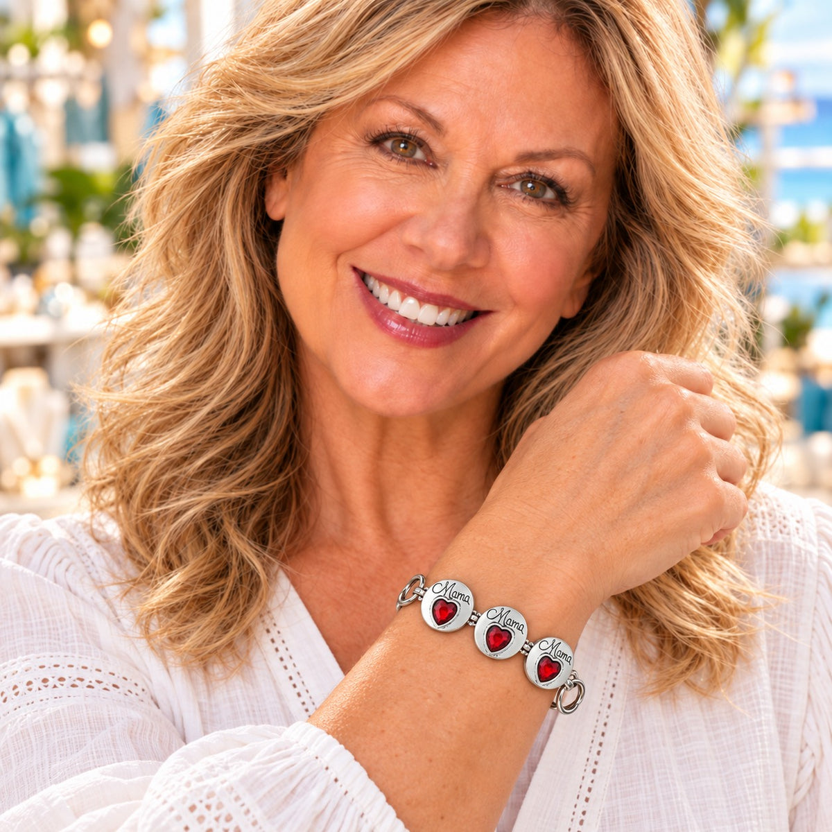 Mama Love With Ruby Hue Stone Sandy Snap Interchangeable Charm