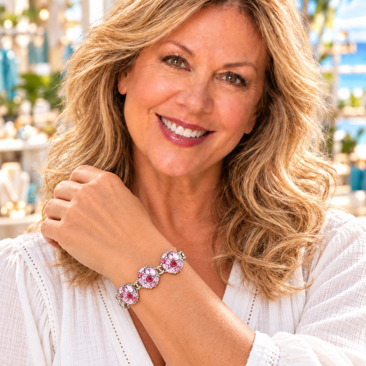 Multi Pink Crystal Sandy Snap Interchangeable Charm
