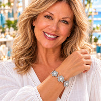 White Pearl and Crystal Flower Sandy Snap Interchangeable Charm