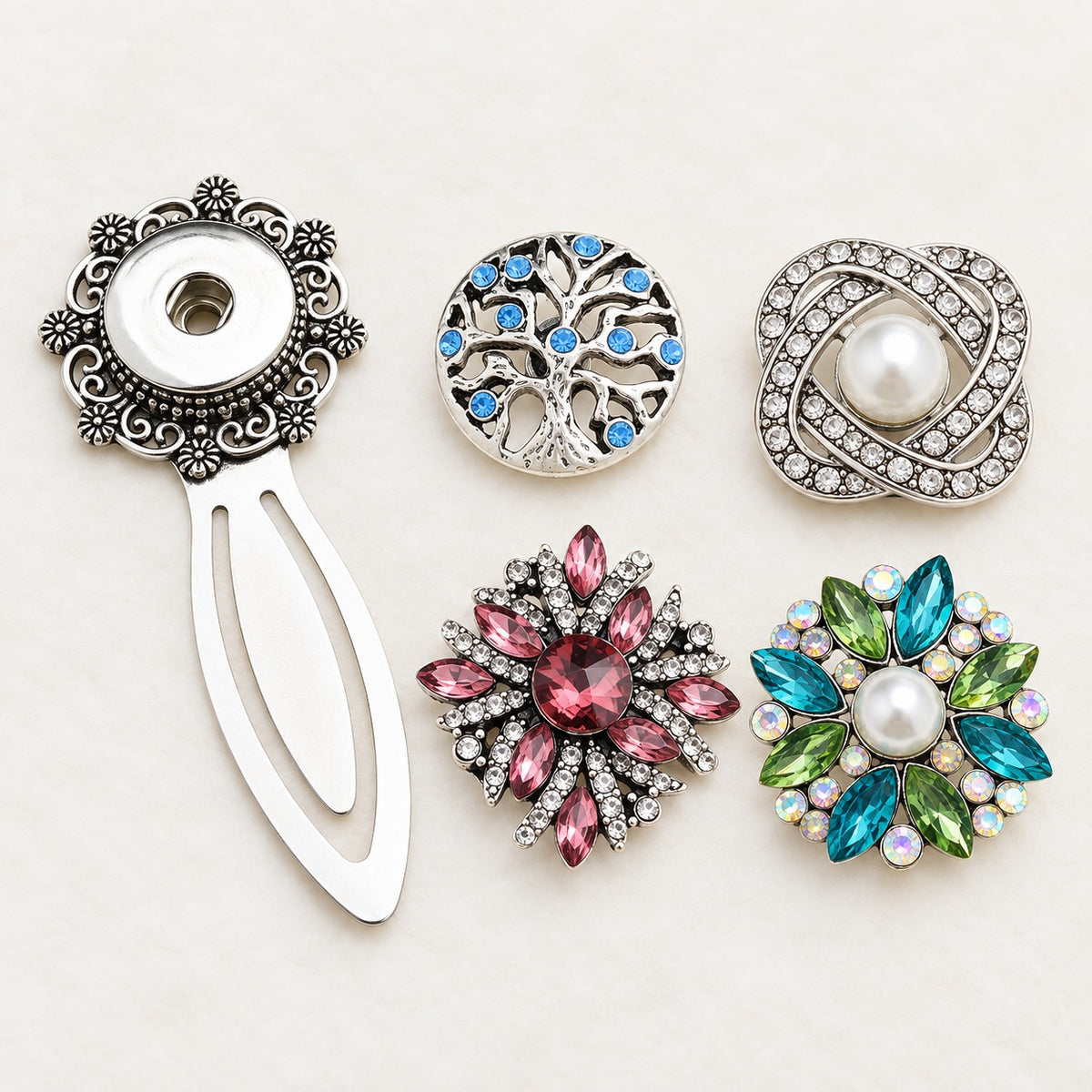 Sandy Snap Interchangeable Charm Vintage Style Bookmarks