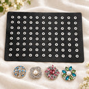 Leather Sandy Snap Interchangeable Charm Holder/Display Mat plain base beside four separate decorative snaps; styling choices