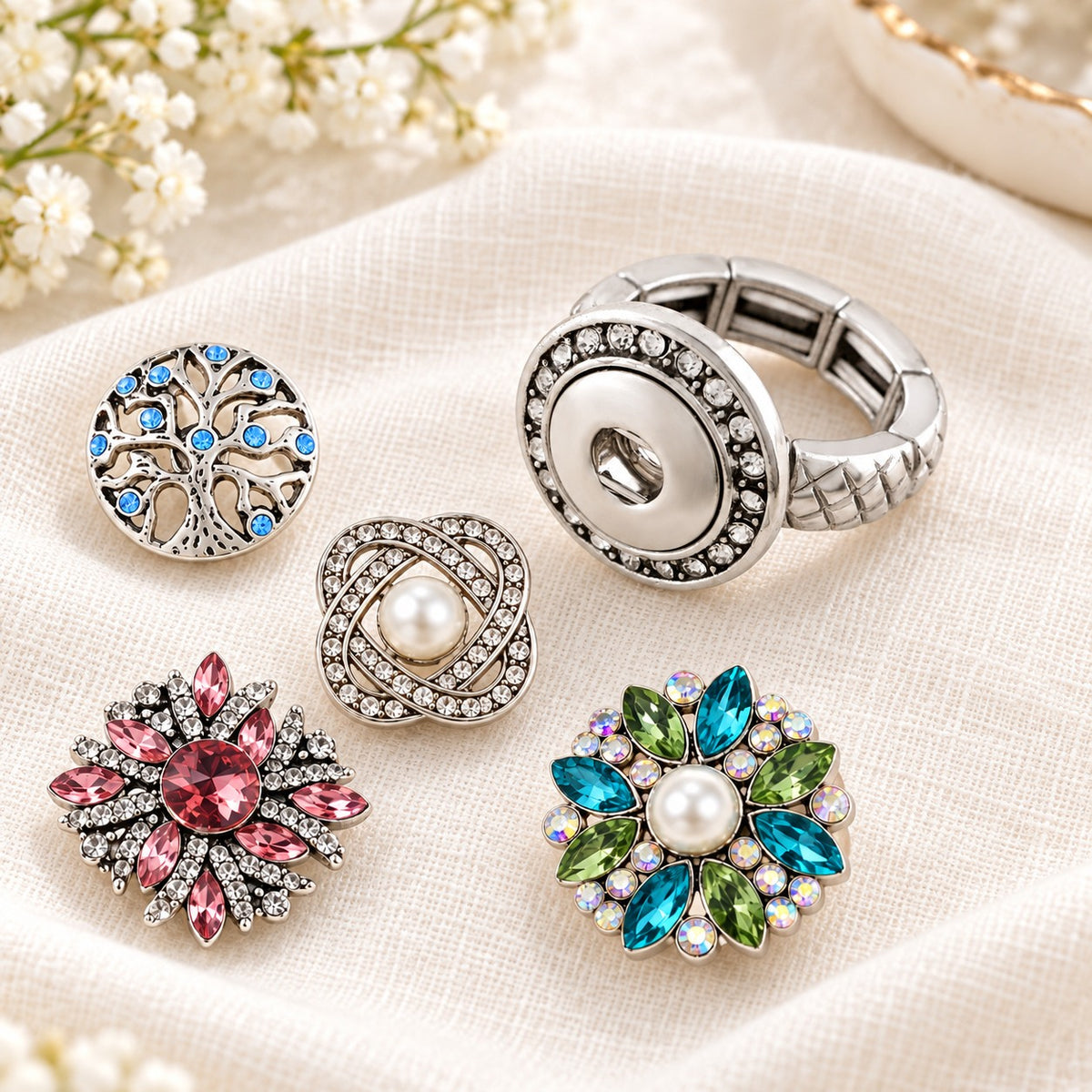 Sandy Snap Interchangeable Charm Ring