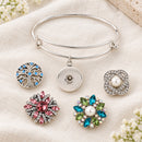 Dangle Charm Sandy Snap Interchangeable Charm Bracelet plain base beside four separate decorative snaps; styling choices