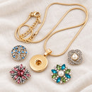 Gold Pendant Sandy Snap Interchangeable Charm Necklace plain base beside four separate decorative snaps; styling choices