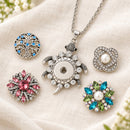 Sandy Snap Necklace Turtle Bling plain base beside four separate decorative snaps; styling choices