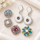 Drop Pendant Lever Back Sandy Snap Interchangeable Charm Earrings plain base beside four separate decorative snaps; styling choices