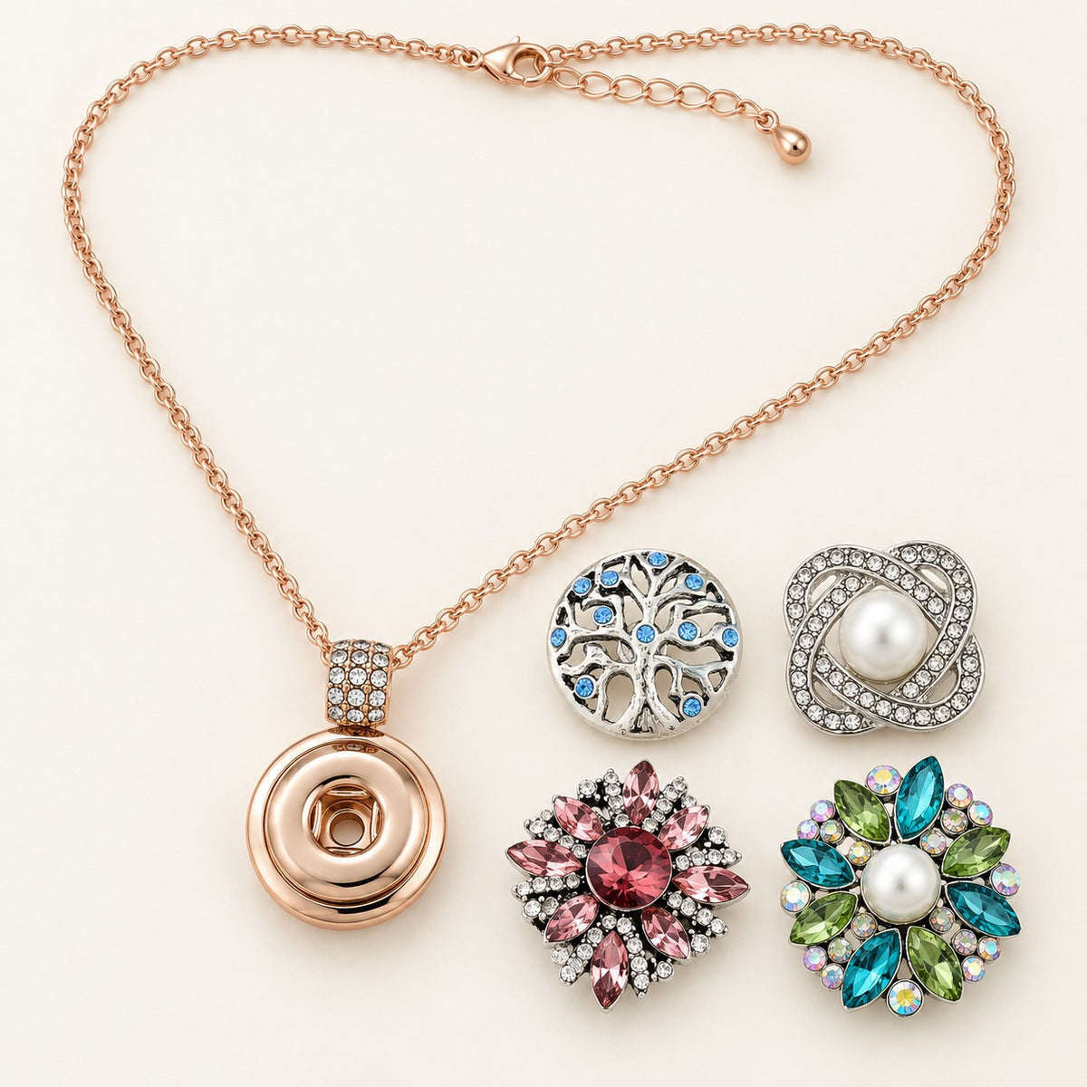 Rose Gold CZ 1/18mm Sandy Snap Necklace