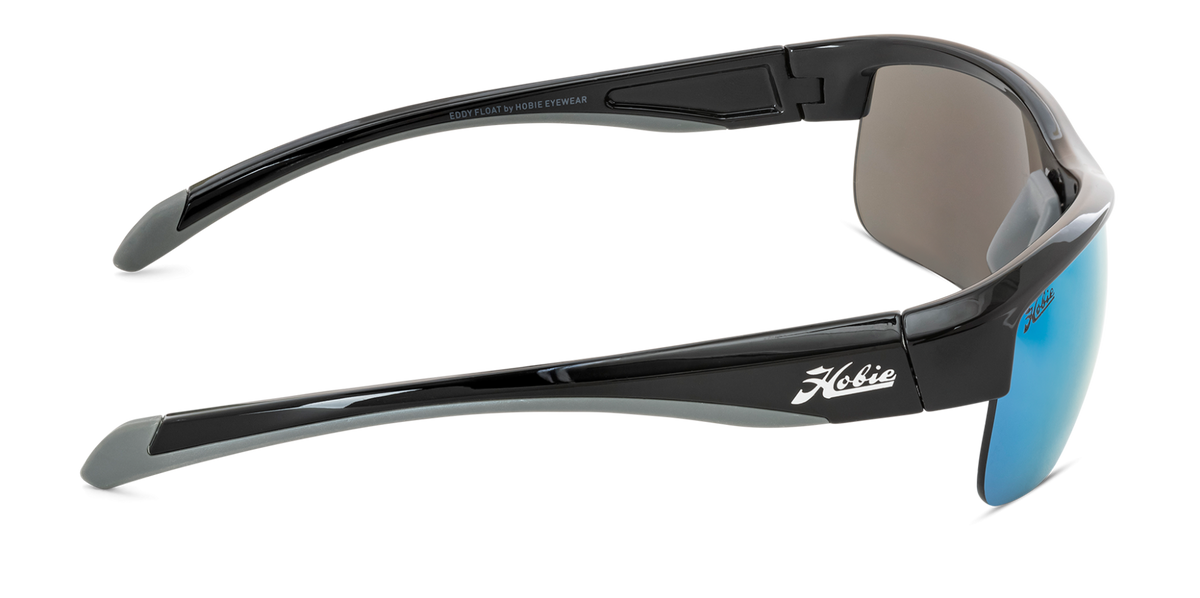 Eddy Float Polarized Sunglasses – Shiny Black Frame / Grey Cobalt Mirror Lens