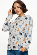 Allover Colorful Cat print Hoodie With Pocket